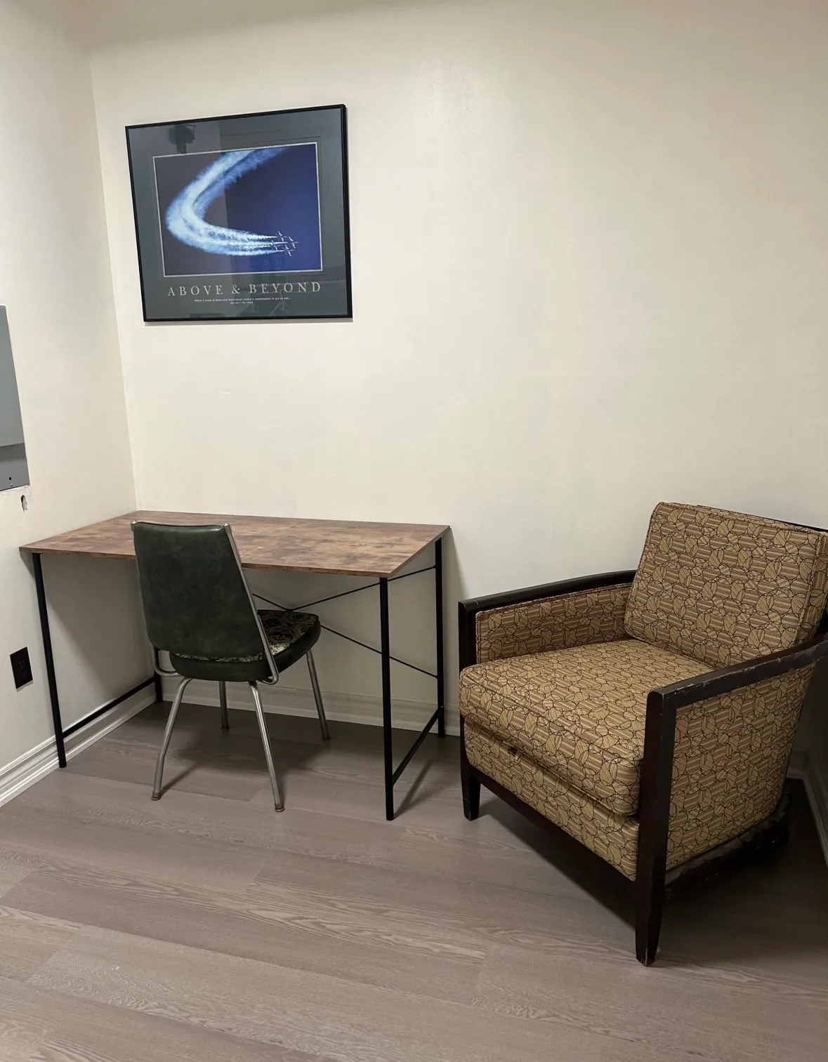 Photo of office space with table and chair